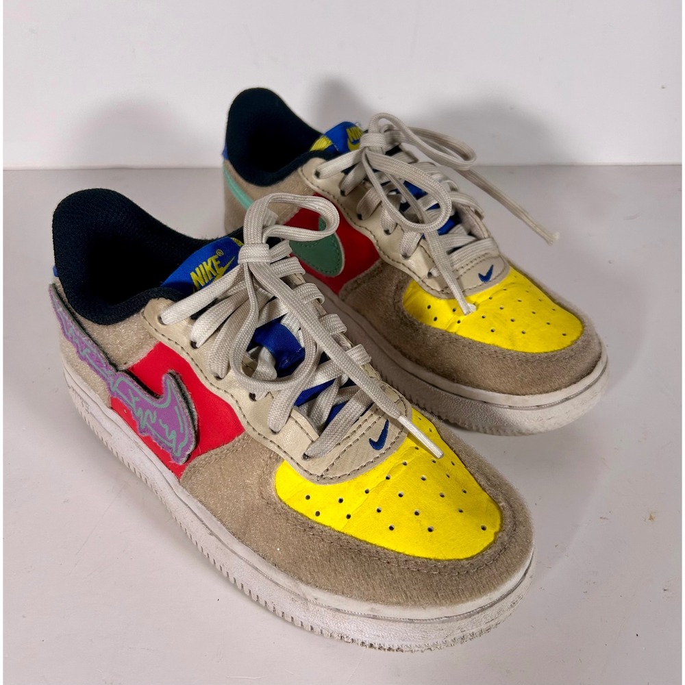 Nike Air Force 1 Low GS Multicolor Velcro Swoosh Kids Size 12C